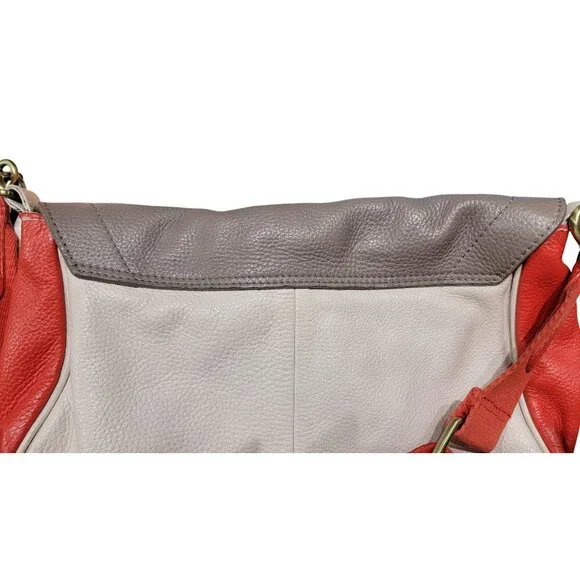 Boden Red & Gray Leather Crossbody Bag With Floral Lining - Picture 15 of 16